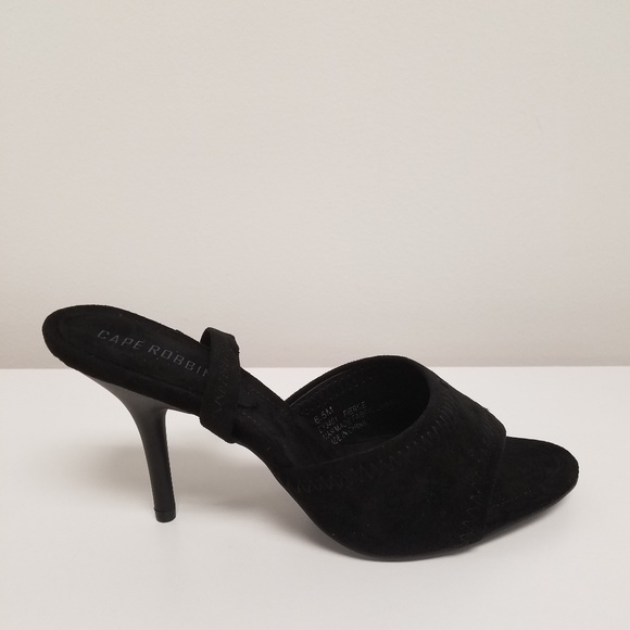 black open toe mule heel